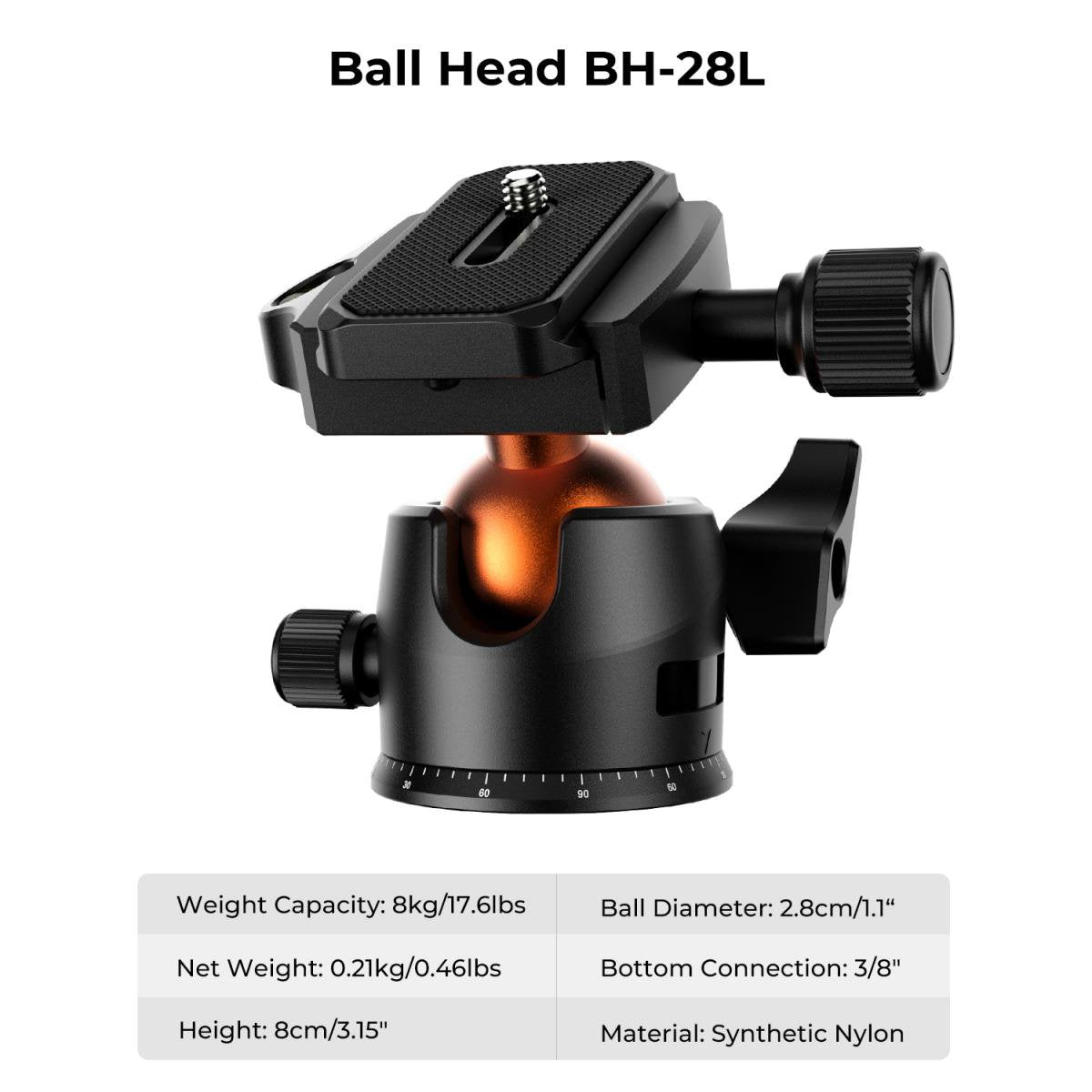 Lightweight Aluminum Camera Tripod 64 Inch with 360 Degree Ball Head for DSLR & Video Recording