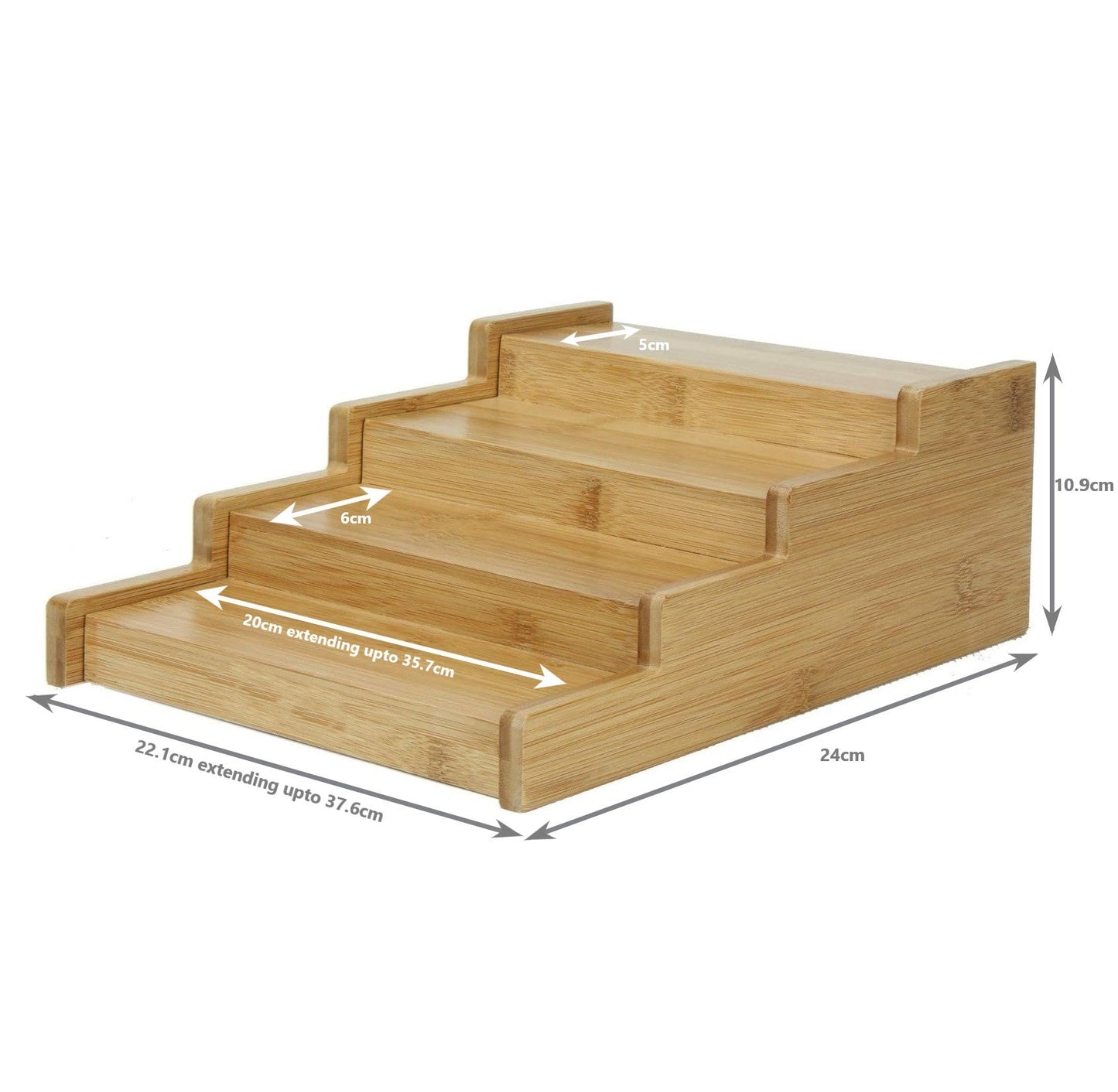 4-Tier Bamboo Extending Spice Rack