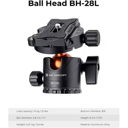 73" Aluminum Camera Tripod with 360° Ball Head, DSLR Tripod with Quick Release Plate & Monopod