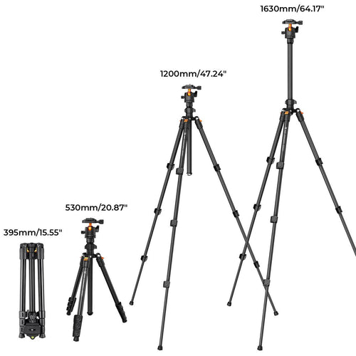 Lightweight Aluminum Camera Tripod 64 Inch with 360 Degree Ball Head for DSLR & Video Recording