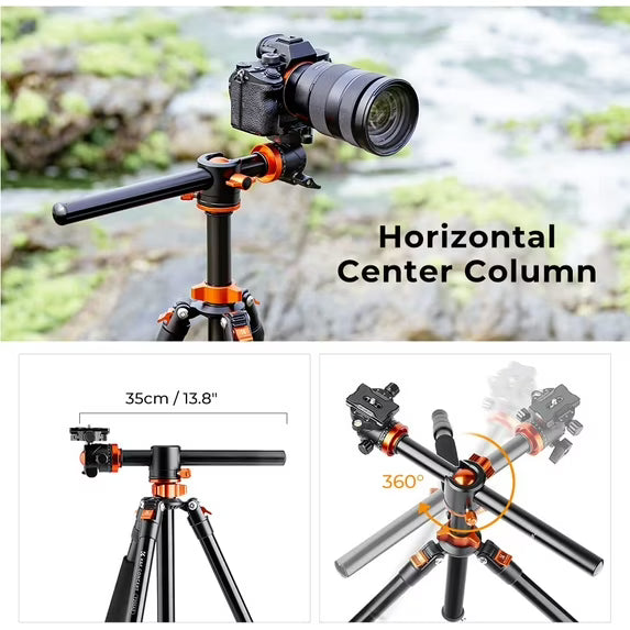 73" Aluminum Camera Tripod with 360° Ball Head, DSLR Tripod with Quick Release Plate & Monopod