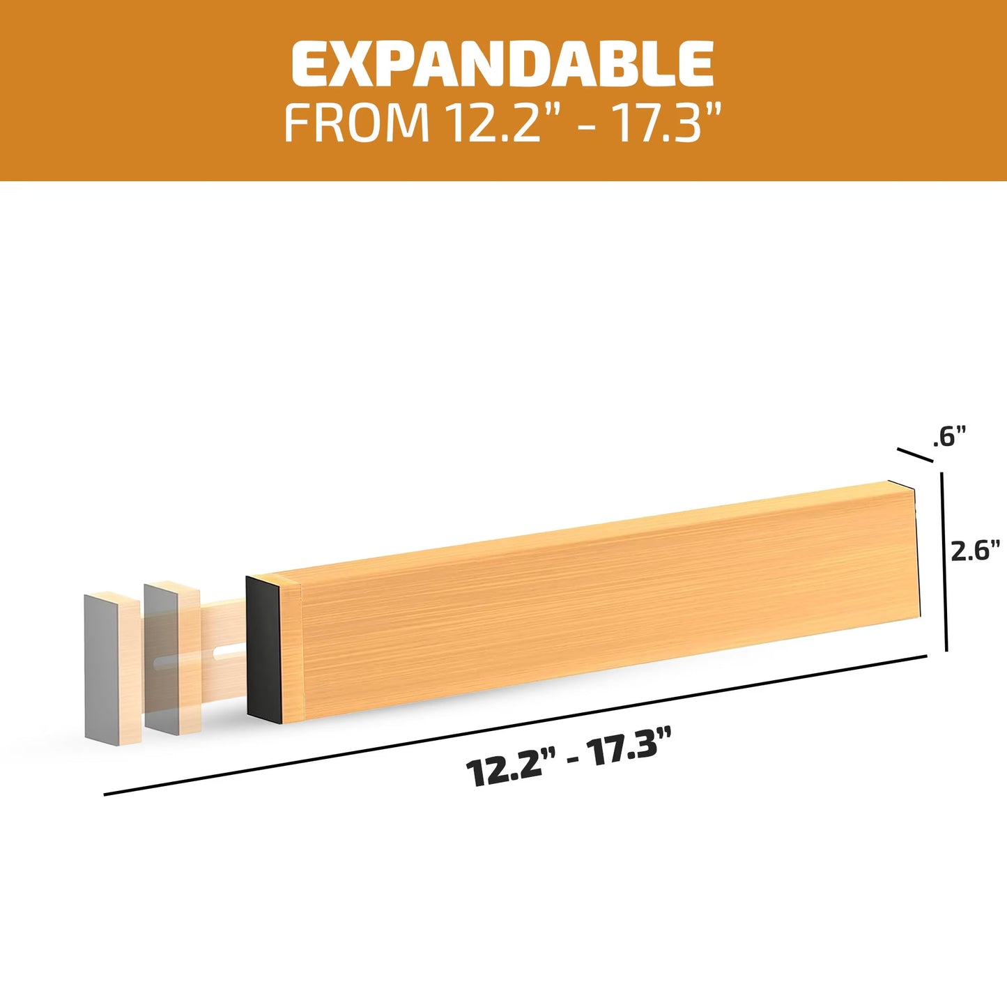 Bamboo Drawer Dividers 4 Pack – Adjustable Drawer Organizer Separators for Kitchen, Dresser & Storage