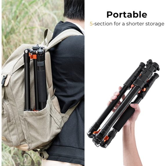 73" Aluminum Camera Tripod with 360° Ball Head, DSLR Tripod with Quick Release Plate & Monopod