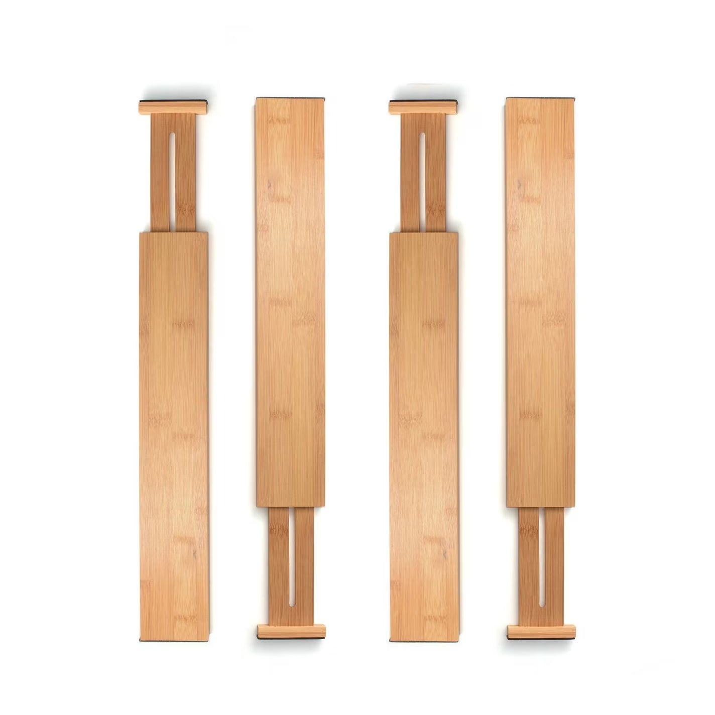 Bamboo Drawer Dividers 4 Pack – Adjustable Drawer Organizer Separators for Kitchen, Dresser & Storage