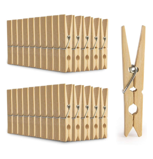 100 Bamboo 7.2cm Wooden Clothes Pegs