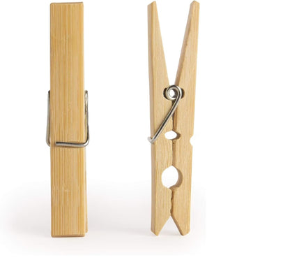 100 Bamboo 9.5cm Wooden Clothes Pegs