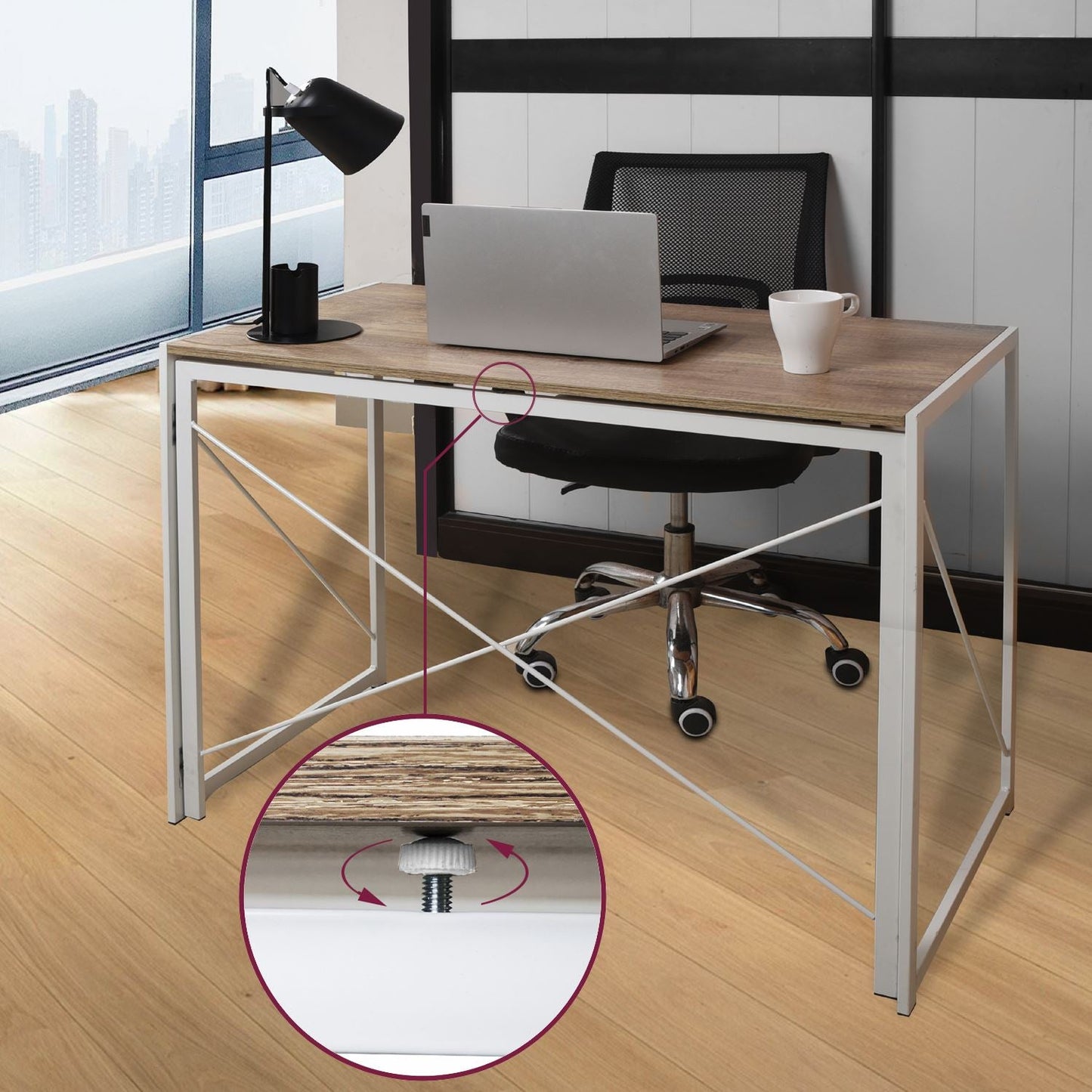 Compact Industrial Style Multi-Purpose Desk Folding Table