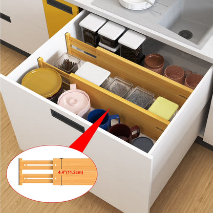 ANTOWIN Expandable Bamboo Drawer Dividers – Adjustable Drawer Organizer Separators for Kitchen, Clothes & Tools