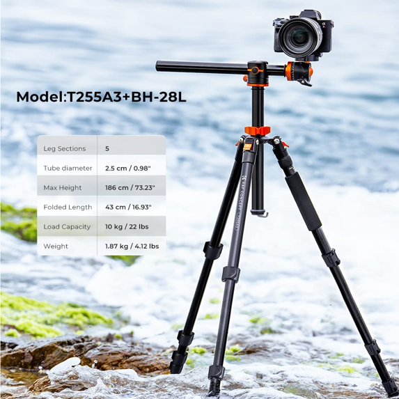 73" Aluminum Camera Tripod with 360° Ball Head, DSLR Tripod with Quick Release Plate & Monopod