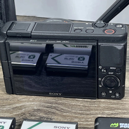 Sony ZV-1 Digital Camera 20.1MP 4K Vlog Zeiss Lens + Stand, Batteries, Charger