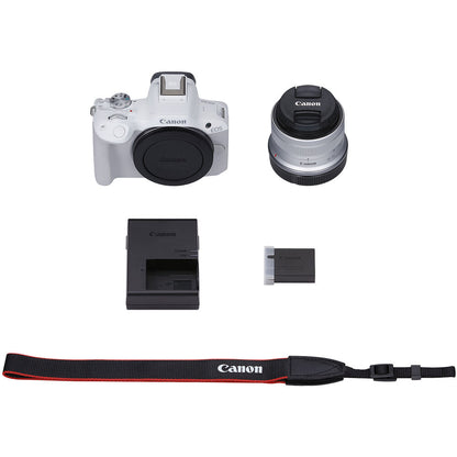 Canon EOS R50 Mirrorless Digital Camera + 18-45mm f/4.5-6.3 Lens Kit - White