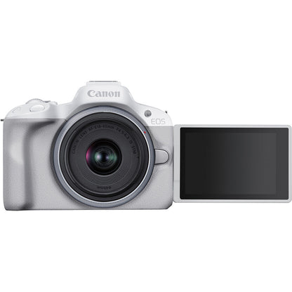 Canon EOS R50 Mirrorless Digital Camera + 18-45mm f/4.5-6.3 Lens Kit - White
