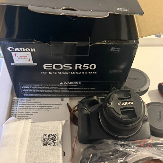 Canon EOS R50 Mirrorless Camera with RF-S 18-45mm IS STM Lens 24.2MP 4K Digital Camera Black