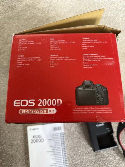 Canon EOS 2000D Digital SLR Camera 24.1MP EF-S 18-55mm IS II Kit Black
