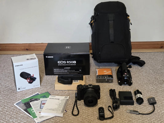 Canon EOS R50 V Mirrorless Camera with Extras – Excellent Condition Digital Camera