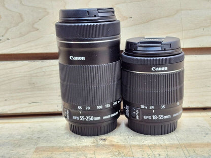Canon EOS 80D with Canon Zoom Lens 18-55mm & 55-250mm & Accessories
