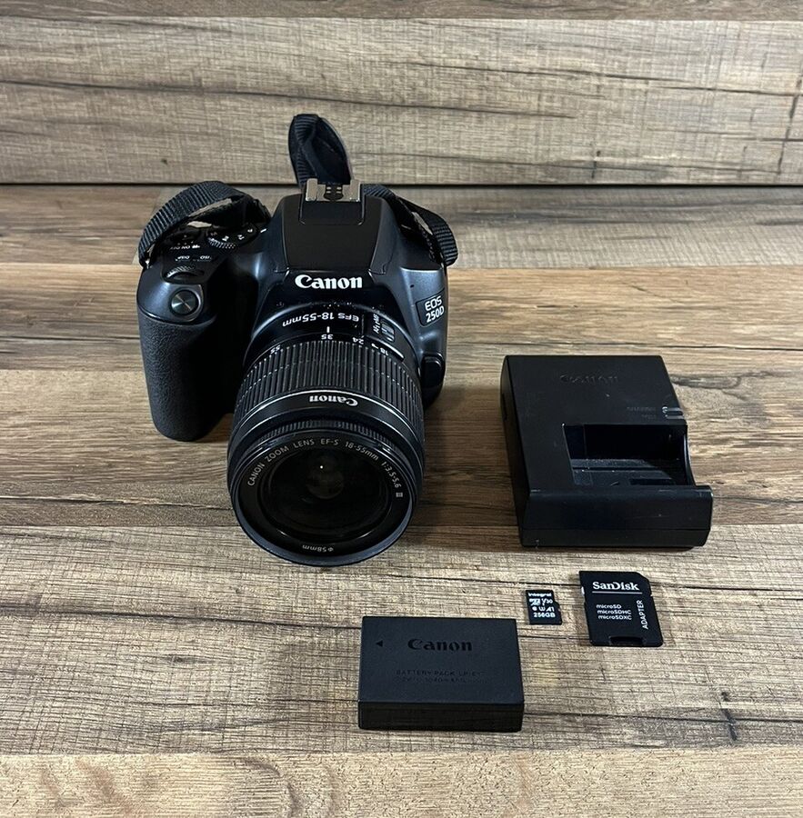 Canon EOS 250D 24.1MP Digital SLR Camera W/ 18-55mm f/3.5-5.6 III Lens & Charger