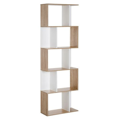5-tier Display Shelving Storage Bookcase S Shape Unit Natural