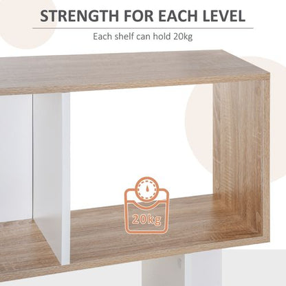 5-tier Display Shelving Storage Bookcase S Shape Unit Natural